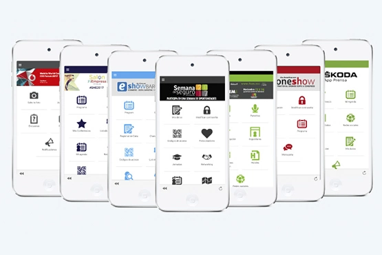 móviles con pantallas con iconos