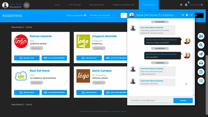 pantalla con fichas presentaciones